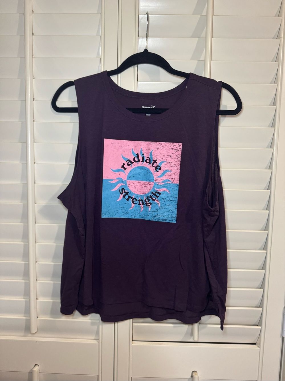 Old Navy Purple Tank with Pink & Blue Sun Graphic